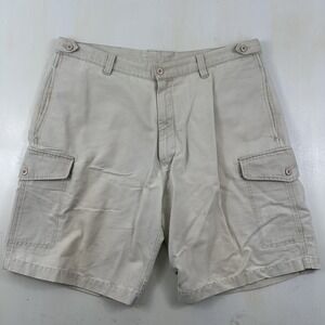VTG CUBAVERA Mens‎ CARGO SHORTS Size 38 Tan Cream 100% COTTON Side Tabs Russia